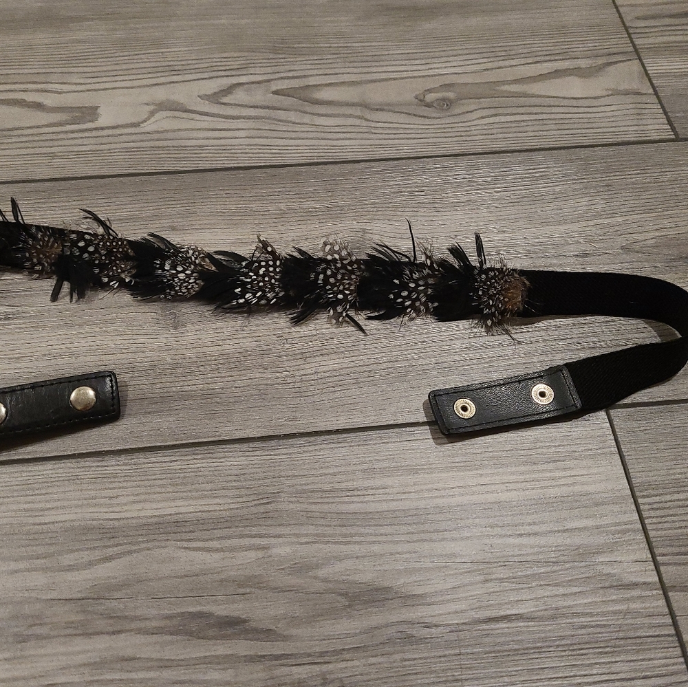 Feather belt black belt black fashion belt